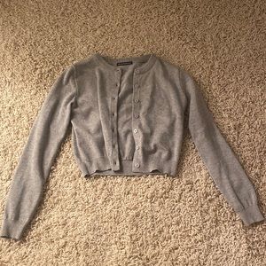 gray button down cropped sweater
